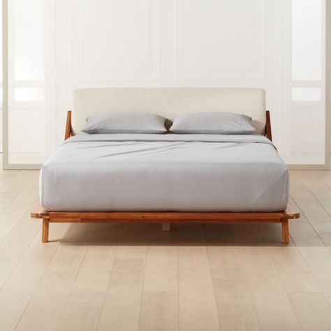 Queen Bed Mattress, Wood Canopy Bed, Contemporary Bed Frame, Modern Beds, Wooden Bed Design, Leather Headboard, California King Bedding, Modern Bedroom Furniture, Wood Platform Bed