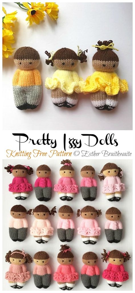 Pretty Izzy Dolls Knitting Free Pattern - Crochet & Knitting Izzy Dolls, Tiny Tears Doll, Knitting Dolls Free Patterns, Knitted Dolls Free, Christmas Knitting Patterns Free, Easy Knitting Patterns Free, Knitted Doll Patterns, Hand Knit Doll, Knitted Toys Free Patterns