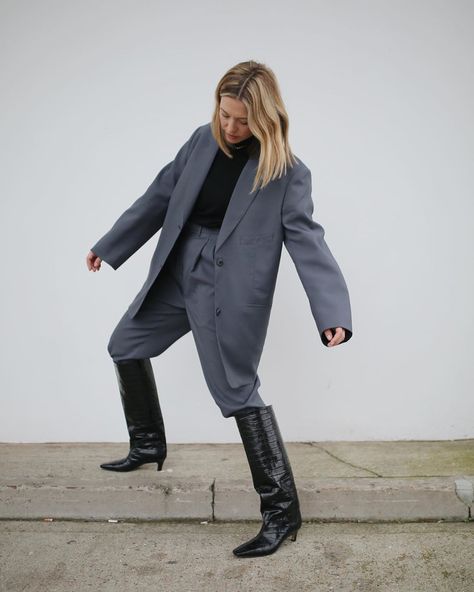 Alexis Foreman on Instagram: “Suited & booted ⁣ ⁣ — suit gifted” Alexis Foreman, Fall Boot Trend, Wide Shaft Boots, Heels Boots Outfit, Shaft Boots, Style Hacks, Kitten Heel Boots, Fall Winter Trends, The Frankie Shop