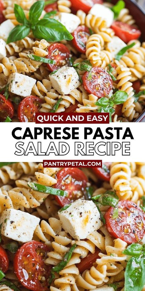 Indulge in the flavors of summer with this Best Caprese Pasta Salad Recipe. Combining the classic elements of a Caprese salad – juicy tomatoes, fresh mozzarella, and aromatic basil – with perfectly cooked pasta, this dish is a crowd-pleasing favorite for picnics, potlucks, or light dinners. The bright, refreshing flavors are enhanced with a simple balsamic dressing, creating a harmonious blend that captures the essence of Italian cuisine. Cold Pasta Salad Recipes Italian, Summer Italian Dinner, Caprese Salad Pasta, Tomato Basil Pasta Salad, Italian Pasta Salad Recipes, Pasta Salad For A Crowd, Pasta Salad Ideas, Light Pasta Salads, Caprese Pasta Salad Recipes