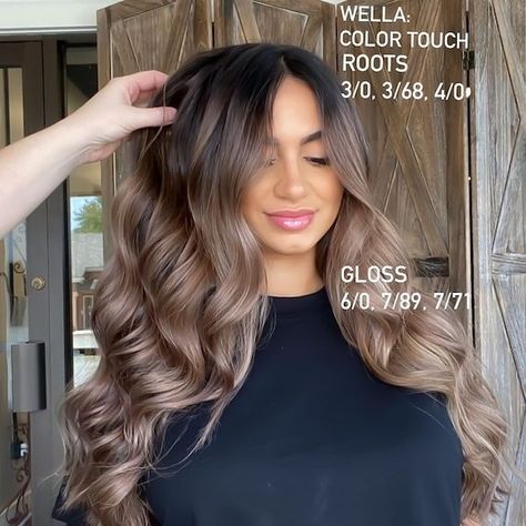 10 Blonde With Brown Highlights Formulas | Wella Professionals Redken Light Ash Brown Formula, Balayage, Ash Brown Formula Wella, Mushroom Brown Toner Formula Wella, Wella Brown Hair Color Chart, Light Ash Brown Hair Formula, Colour Touch Formulas, Wella Ash Brown Formula, Wella Formulas Brown