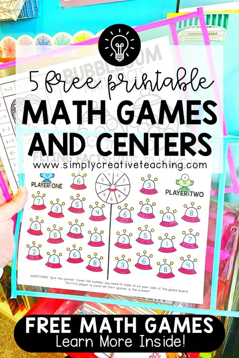 Math Games For 1st Grade Free Printable, How Many More 1st Grade, Second Grade Math Manipulatives, Kindergarten Math Stations Free, Math Stations 2nd, First Grade Math Stations, Math Games For 1st Grade, Partner Math Games, Math Centers First Grade