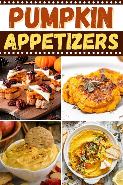 Try these pumpkin appetizers for a true taste of fall! From pinwheels to dip to biscuits and fritters, these bites are the perfect way to enjoy pumpkin all year round. Pumpkin Appetizer Recipes, Appetizers For Fall, Pumpkin Quiche, Pumpkin Appetizers, Pumpkin Fritters, Sweet Appetizer, Puff Pastry Crust, Pumpkin Dip, Pumpkin Dishes