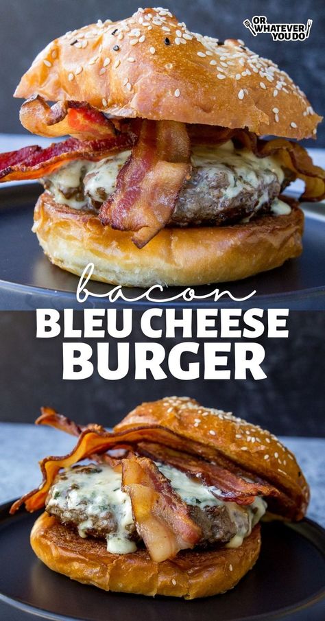 Bacon Burgers, Homemade Cheese Burgers, Fun Burger Recipes, Fancy Burger Recipes, Burger Topping Ideas, Specialty Burgers, Burger Ideas Creative, Black And Blue Burger Recipe, Blue Cheese Burger Recipes