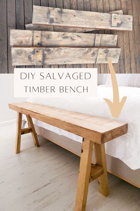 How To Make A Bench Out Of Wood, Rustic Wooden Bench Diy, Diy Mud Bench, Simple Wooden Bench Diy, Wood Bench For Bedroom, Noodle Bench Diy, Diy Small Bench Seat, Small Wooden Bench Diy, Diy Bench Plans