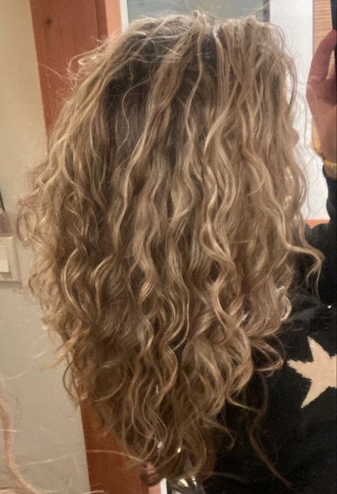 Highlight Wavy Hair, Golden Blonde Curls, Curly Blonde Hair Highlights, Blonde Curly Hair With Highlights, Dark Blonde Hair Curly, Dirty Blonde Hair With Highlights Curly, Natural Curly Blonde Hair, Blonde Highlights Aesthetic, Curly Dirty Blonde Hair