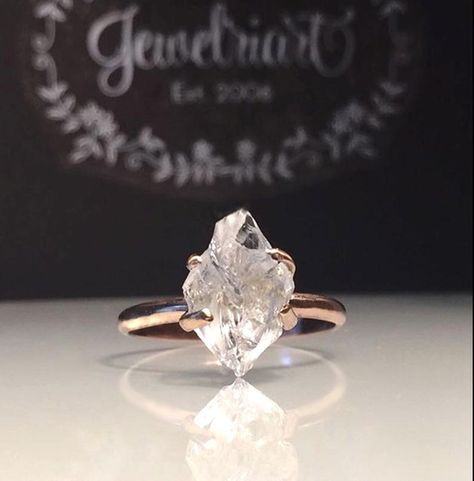 Uncut Diamond Ring, Raw Diamond Rings, Healing Crystal Ring, Herkimer Diamond Ring, Raw Crystal Ring, Ring Rosegold, Zierlicher Ring, Engagement Ring White Gold, Solitaire Diamond