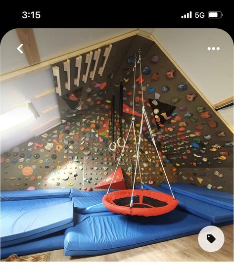 Home Climbing Wall, Indoor Climbing Wall, Indoor Playroom, Stove Installation, Farmhouse Tile, Rock Climbing Wall, Indoor Climbing, Sensory Room, Blue Tile