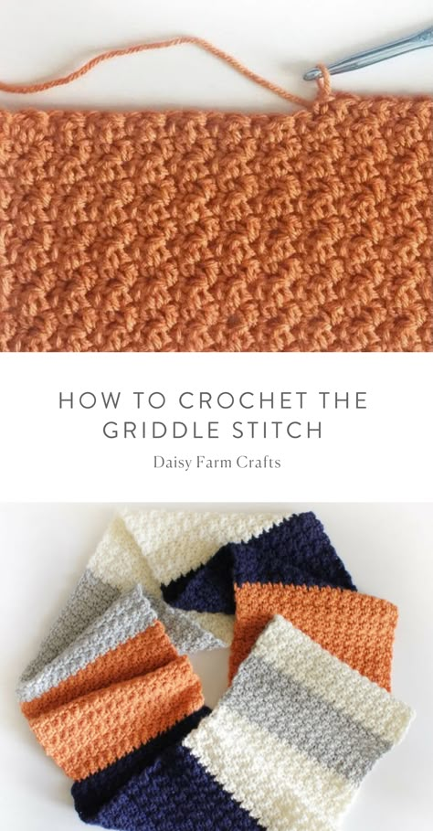 Simple Stitch Crochet, Griddle Stitch Crochet, Crochet Stitches For Scarves, Crochet Stitches Ideas, Daisy Farm Crafts, Daisy Farm, Elegant Crochet, Crochet Edgings, Farm Crafts