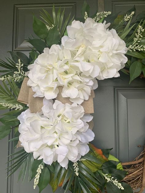 NEW Summer Wreath for Front Door Front Door Decor Wreaths | Etsy | Wreaths, Summer wreath, Hydrangea wreath Hydrangea Wreaths For Front Door, Hydrangea Wreaths, White Hydrangea Wreath, Wreaths Summer, Summer Wreath For Front Door, Diy Floral Wreath, Etsy Wreaths, Wreath Hydrangea, White Hydrangeas