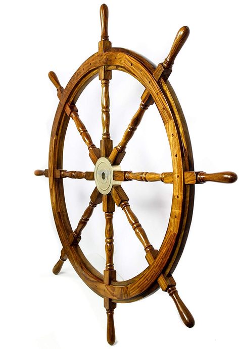 PRICES MAY VARY. Ship Wheel Overall Diameter (Measures Including The Outer Spokes / Handles) - 42 Inches | Number Of Spokes - 08 | Model - Natural Wood SKU Code - B01HOWO4EE | Material - Rosewood (Premium Grade) | Superb Handcrafted Original Ship Wheel Replica From Vintage Marine Era. The Quality, Craftsmanship, And Material That's Been Put Into This Nautical Pirate's Boat Wheel For Manifesting Such An Elegant Piece Of Wall Decor Is Unmatched And Completely Stands Out. Antique Replica of Ship's Pirate Wall Decor, Natural Wood Crafts, Boat Wheel, Pirate Boats, Pirate Decor, Sea Gifts, Ship Decor, Boat Decor, Nautical Wall Decor