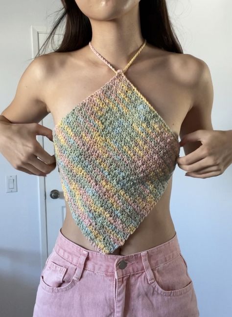 Crochet Diamond Top Pattern, Crochet Diamond Top, Halter Neck Crochet Top, Backless Crochet Top, Crochet Tie Top, Business Crochet, Crochet Diamond, Diamond Top, Crochet Business