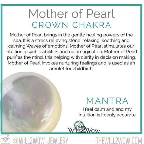 Mother Of Pearl Meaning, Pearl Quotes, Witch Stones, Pearl Meaning, Crystal Magick, Spiritual Room, Minerals Crystals Stones, Crystal Seashells, Crystal Healing Chart