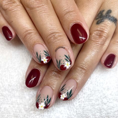 Brown Floral Nails, Nail Designs For Autumn, Gel Nails French, Brown Acrylic Nails, Remove Acrylic Nails, Acrylic Nails At Home, Brown Acrylic, Fall Gel Nails, Floral Nail Designs