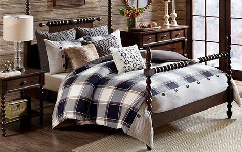 Urban Cabin, Aspen Lodge, Plaid Comforter, Unique Decorative Pillows, Cabin Bedroom, King Comforter Sets, Queen Comforter Sets, Bunk House, Cabin Style