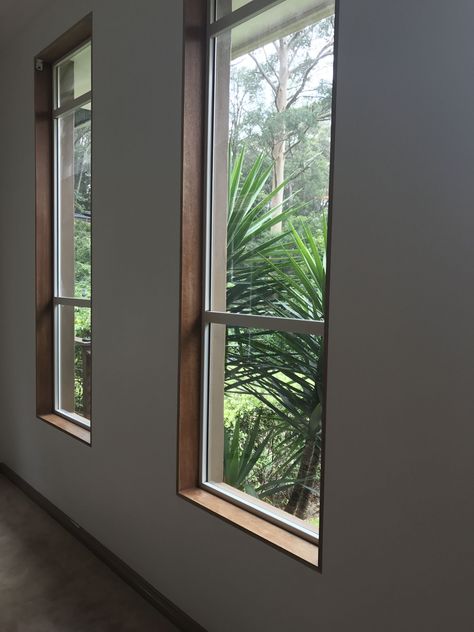 Wood Cased Windows, Modern Wood Windows, How To Remove Window Trim, Modern Wood Window Trim, Remove Window Trim, Build Window Frame, Modern Trim Window, Removing Window Trim, Square Window Design