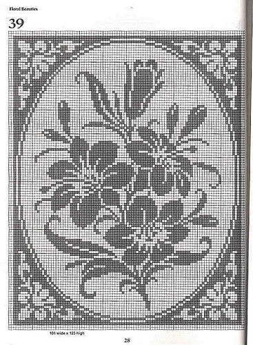 101 Filet Crochet Charts 28-1 by Suzana16, via Flickr Fillet Crochet Patterns, Filet Crochet Charts, Confection Au Crochet, Fillet Crochet, Crochet Curtains, Pola Kristik, Floral Cross Stitch, Crochet Cross, Crochet Tablecloth