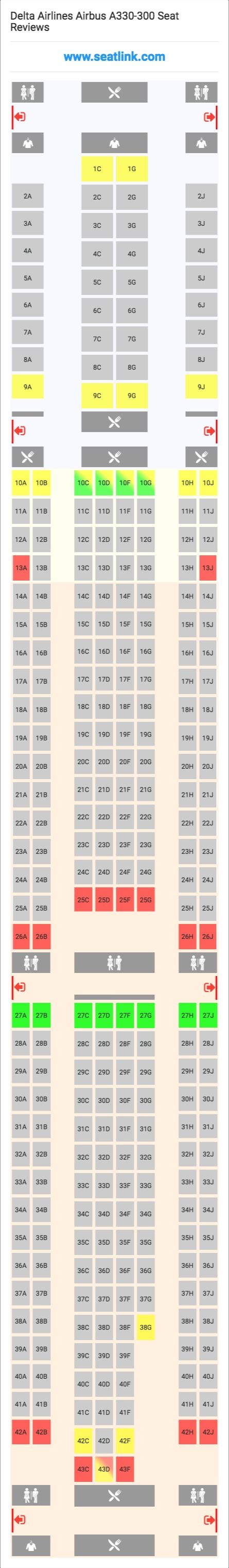 Delta Airbus A330 Jet Seating Chart