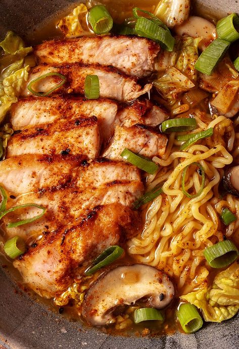 Pork Broth Ramen, Pork Noodle Soup Recipes, Pork Chop Ramen, Pork Loin Ramen, Pork Ramen Noodle Recipes, Pork For Ramen, Pork Ramen Bowl, Pork Belly Ramen Recipe, Cabbage Ramen