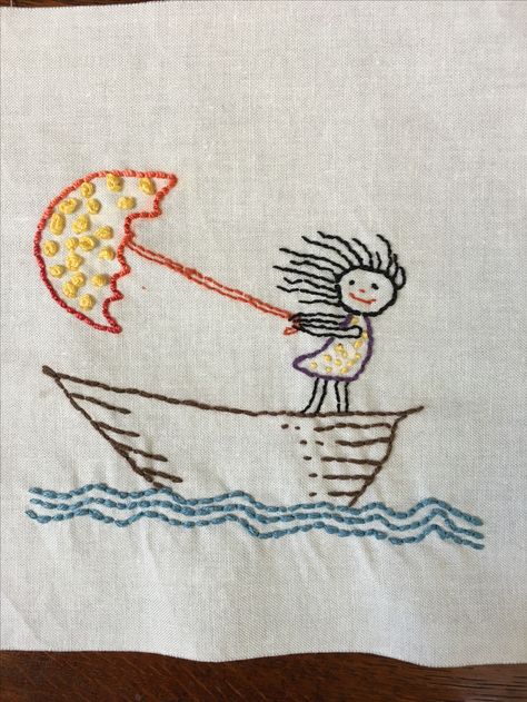 Waldorf Embroidery, Tea Towels Embroidery, Hand Embroidery Patterns Free, Handmade Fabric Bags, Fabric Embellishment, Free Motion Embroidery, Embroidered Art, Baby Embroidery, Hand Embroidery Projects