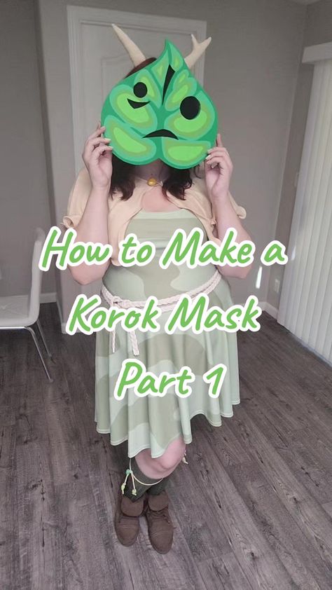 Diy Korok Costume, Korok Seed Costume, Korok Mask Template, Korok Mask Diy, Legend Of Zelda Inspired Outfits, Korok Zelda Cosplay, Korok Costume, Legend Of Zelda Diy, Korok Mask