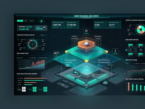 Data multi-dimensional visualization screen by loszo on Dribbble 3d Data Visualization, Data Vizualisation, Big Data Visualization, Kpi Dashboard, Ui Design Dashboard, Gfx Design, Data Dashboard, Data Visualization Design, Computer Setup