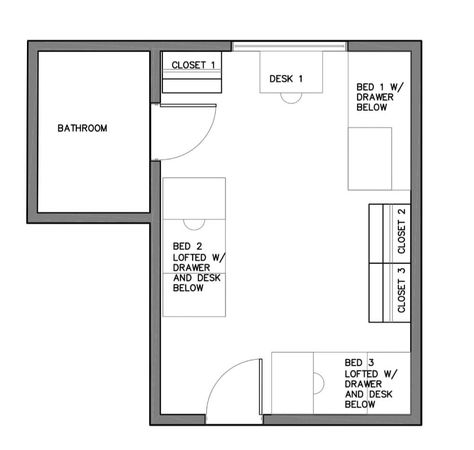 Dorm Suite Layout, Dorm Room 3 Person, Three Person Dorm Room Layout, Dorm Layout Ideas Double, Triple Dorm Room Layout, Triple Dorm Room Ideas, Triple Dorm, Dorm Layout, Room Layout Design