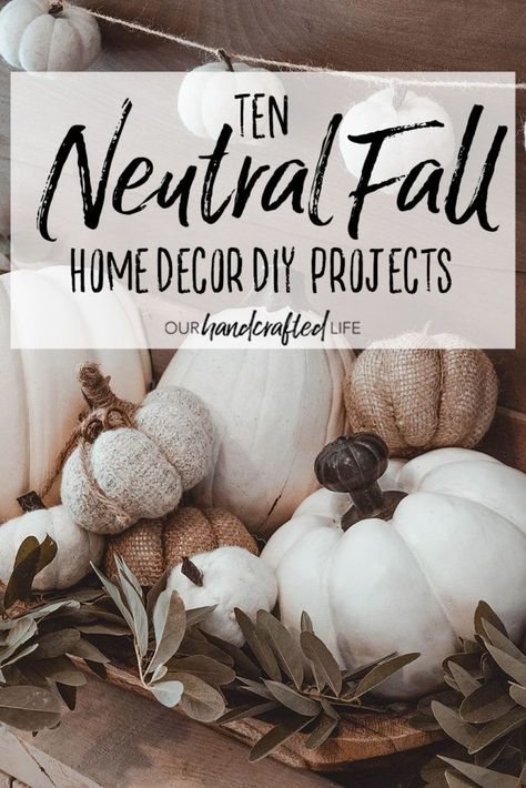 10 Neutral Fall Home Decor DIY Projects - From wreaths to table settings, buffalo check curtains to wood slice art that says Hello Fall, you'll find all the DIY home decor you're looking for in this one helpful round up post. Our Handcrafted Life Muted Fall Decor, Fall Home Decor Diy, Chic Fall Decor, Buffalo Check Curtains, Shabby Chic Fall, Farmhouse Fall Wreath, Check Curtains, Neutral Fall Decor, Diy Rustic Decor