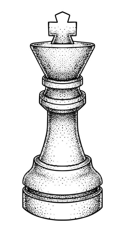 King of Chess Illustration Chess Aesthetic Drawing, Chess Doodle, Chess Drawing Sketch, King Chess Piece Drawing, Chess King Tattoo, Chess Board Drawing, King In Chess, Chess Pieces Drawing, Chess Drawing