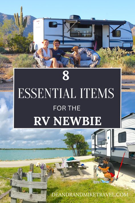 Start your RV journey like a pro with these 8 essential items for the RV Newbie. Rv Camping Ideas, Rv Camping Essentials, Rv Camping List, Rv Packing List, Rv Essentials, Rv Checklist, Rv Traveling, Rv Gear, Rv Camping Checklist