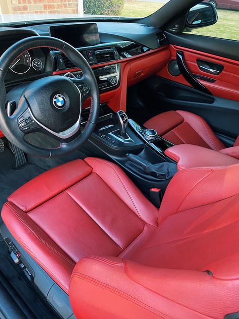 White Car With Red Interior, Bmw Red Interior, White Car Red Interior, Red Car Interior, Red Interior Car, Bmw 118, Mercedes Convertible, Bmw Red, Red Interior Design