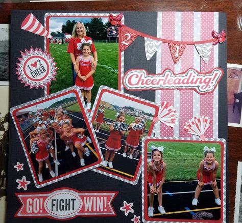 Cheerleader Scrapbook Layouts, Drill Team Scrapbook Ideas, Cheerleading Scrapbook Ideas, Cheer Scrapbook Layouts, Scrapbook Ideas Sports, Cheerleading Scrapbook Layouts, Sports Scrapbook Ideas, Cheer Scrapbook Ideas, Cheer Crafts