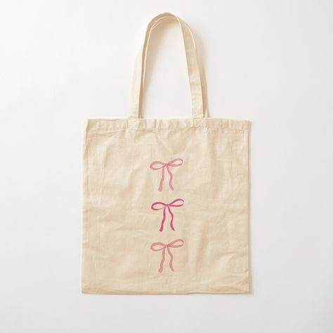 Get my art printed on awesome products. Support me at Redbubble #RBandME: https://www.redbubble.com/i/tote-bag/Pink-Bows-by-BiaaArchive/156993990.P1QBH?asc=u Tootbag Paint, Toat Bag Design, Painted Bag Ideas, Cute Diy Tote Bag Designs, Canvas Tote Painting Ideas, Cute Painted Tote Bags, Toat Bag Painting, Tote Bag Design Painting, Cloth Bag Design Ideas