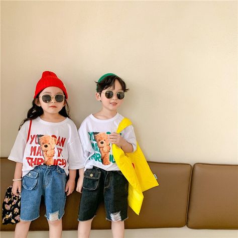 Kids Outfits Boys Summer, Korean Kids, Baby Boy Outfits Swag, Kids Ootd, Summer Outfits Kids, Boys Summer Outfits, Shirts Summer, Kids Fashion Clothes