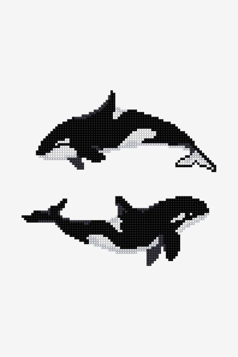 Desain Buklet, Whale Pattern, Animal Cross Stitch Patterns, Orca Whales, Pola Kristik, Embroidery Transfers, Pola Sulam, Pixel Pattern, Pixel Art Pattern