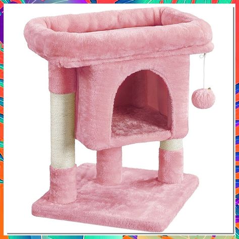 Looking to keep your feline friend happy and healthy? Check out these must-have cat supplies that every cat owner needs. From toys to grooming tools, these essentials will keep your cat purring with joy. Shop now for the best cat supplies! Hello Kitty Cat Accessories, Pink Cat Bed, Pink Cat Accessories, Aesthetic Cat Stuff, Cute Cat Tower, Cute Cat Beds, Small Cat Tree, Pet Doors, Cat Tree Condo