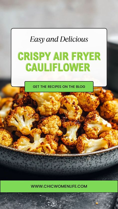 Crispy Air Fryer Cauliflower Keto Air Fryer Cauliflower Recipes, Air Fry Cauliflower Recipes, Fried Cauliflower Air Fryer, Cauliflower Recipes Air Fryer, Cauliflower Air Fryer Recipes, Air Fryer Cauliflower Recipes, Air Fryer Cauliflower, Cauliflower Dishes, Cauliflower Recipe