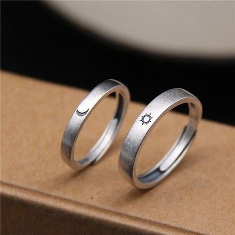 Sun And Moon Ring, Best Friend Rings, Sun And Moon Rings, Couples Ring, Friend Rings, Friendship Rings, Matching Ring, Moon Ring, Silver Moon