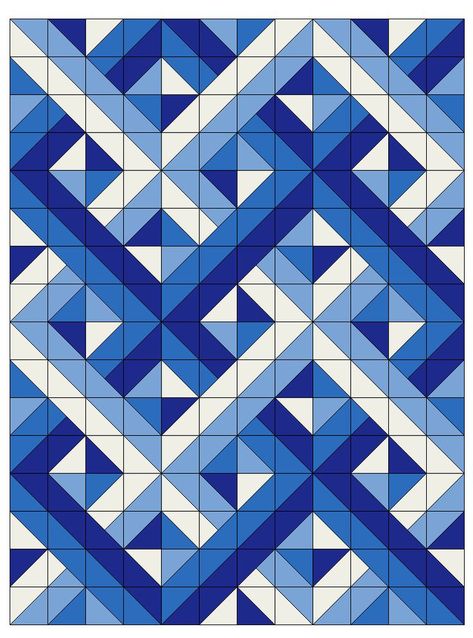 Woven half square triangles Camping Clothing, Optical Illusion Quilts, Half Square Triangle Quilts Pattern, Triangle Quilt Pattern, Quilt Modernen, 3d Quilts, Seni 2d, Half Square Triangle Quilts, Geometric Quilt