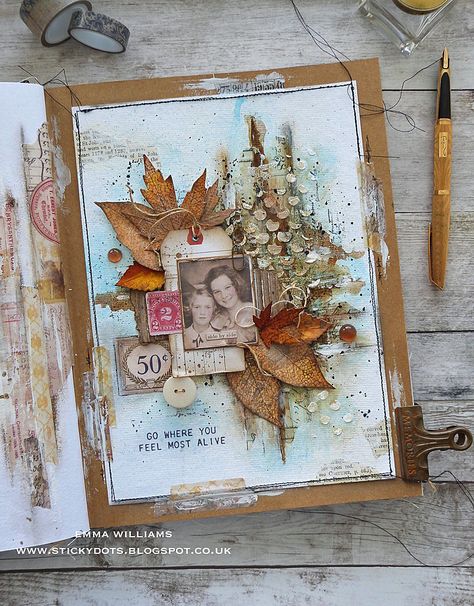 Simon Says: Art Journaling - Simon Monday Challenge Blog Corrugated Card, Design Tape, Mixed Media Scrapbooking, Mixed Media Journal, Gold Watercolor, Distressed Painting, Journal Page, Scrapbook Sketches, Diy Journal