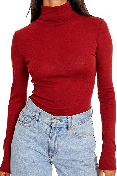 Comfy Long Sleeve Shirts, High Neck Shirts, Neckline Slimmer, Turtleneck Long Sleeve, Slim Fit Top, Womens Turtleneck, Round Neck Sweatshirts, High Neck Long Sleeve, Winter Tops