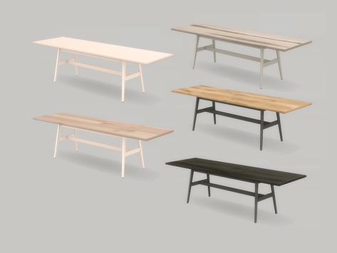 Kitchen Anukoi - Dining Table (Long) Found in TSR Category 'Sims 4 Dining Tables' Dining Table Long, Living Room Sims 4, Sims 4 Cc Furniture Living Rooms, Diner Table, Sims 4 Kitchen, Sims 4 Tsr, Die Sims 4, Mod Furniture, Casas The Sims 4