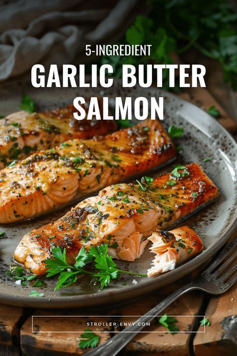 Create a simple and flavorful garlic butter salmon dish with just 5 ingredients. Perfect for quick and easy dinners. Click to get the full recipe and enjoy a delicious meal tonight! Easy Air Fryer Salmon Recipes, Salmon Air Fryer Recipes, Quick Salmon, Garlic Butter Salmon, Butter Salmon, Air Fryer Recipe, Salmon Dishes, Air Fryer Recipes Healthy, Easy Dinners