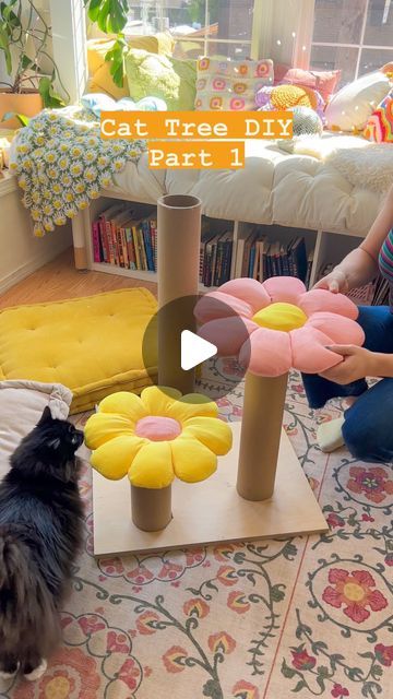 187K likes, 205 comments - annikamarieee on September 15, 2023: "Cat Tree DIY: Part 1💕🐈‍⬛ 🌼Flower pillows are linked on my storefront". Diy Mushroom Cat Tree, Flower Cat Tree Diy, Upcycle Cat Tree, Diy Cat Tree Easy, Diy Cat Tree Homemade, Catification Ideas Diy, Cat Bed Diy, Aesthetic Cat Tree, Cat Trees Homemade