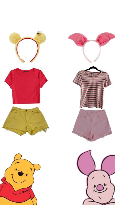 Winnie the Pooh and Piglet dup costume Winnie The Pooh Halloween Costumes Group, Winnie The Pooh Duo Costume, Pooh Bear Costume Women, Tigger And Pooh Costume, Winnie The Pooh Characters Costumes, Disney Friend Costumes, Winnie The Pooh And Piglet Costume, Winnie The Pooh Couple Costume, Piglet Costume Women