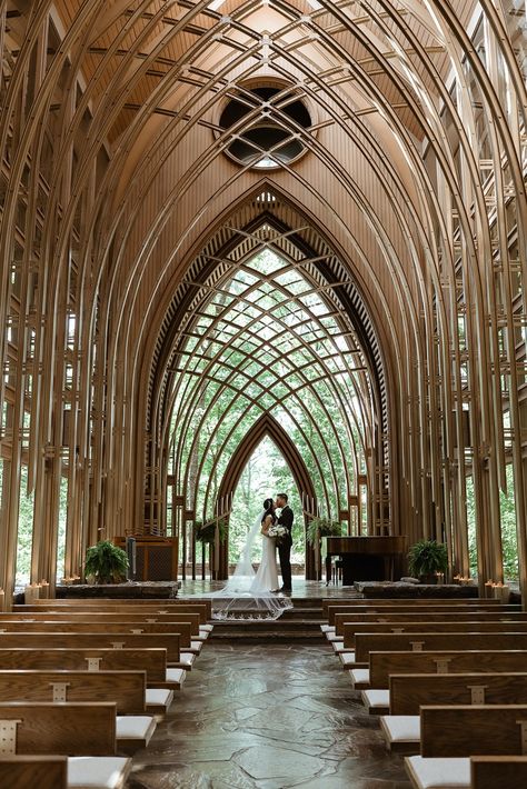 Forest Chapel Wedding, Arkansas Wedding Chapel, Glass Wedding Venues, Outdoor Church Wedding, Old Church Wedding, Glass Chapel Wedding, Outdoor Chapel, Anthony Chapel, Bella Vista Arkansas