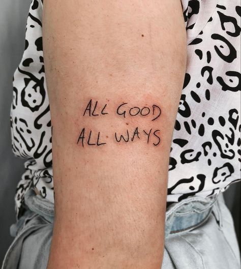 All Good All Ways Tattoo, All Good All Ways Daniel Ricciardo Tattoo, Daniel Ricciardo Inspired Tattoo, F1 Minimalist Tattoo, All Good All Ways Daniel Ricciardo, Small F1 Tattoo, F1 Related Tattoos, Daniel Ricciardo Tattoo Idea, F1 Inspired Tattoo