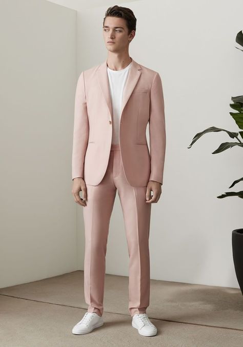 Pink And White Suit Men, Pastel Outfit Men, Pink Suit Men, Tuxedo Suit For Men, Suits And Sneakers, Blazer Outfits Men, Formal Men Outfit, Designer Suits For Men, Pink Suit