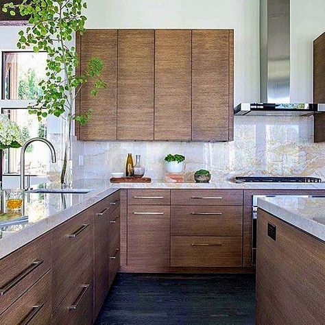 Placid evaluated easy as well as fast kitchen decorating around the house Contact us Flat Front Kitchen Cabinets, Flat Front Cabinets, Simple Kitchen Cabinets, Cabinets Design, Walnut Kitchen, Modern Kitchen Cabinet Design, Oak Kitchen Cabinets, Flat Panel Cabinets, Popular Kitchens