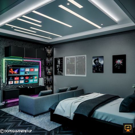 LED room Futuristic Bedroom, Interior Design Per La Casa, Mens Bedroom, Gold Bedroom, Futuristic Interior, Design Del Prodotto, Bedroom Refresh, Dream Room Inspiration, Design Your Dream House